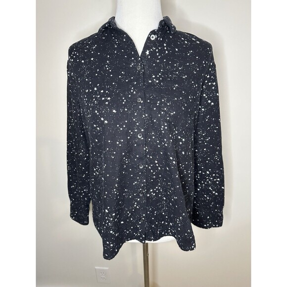 Madewell Classic Casual Button Down Shirt Black Stars Pattern small #1345 - Picture 1 of 6